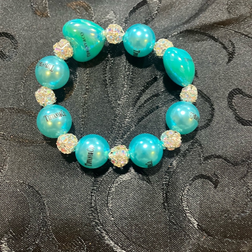 Tiffany & Co. 2 Turquoise hearts and Silver Sparkle Bracelet